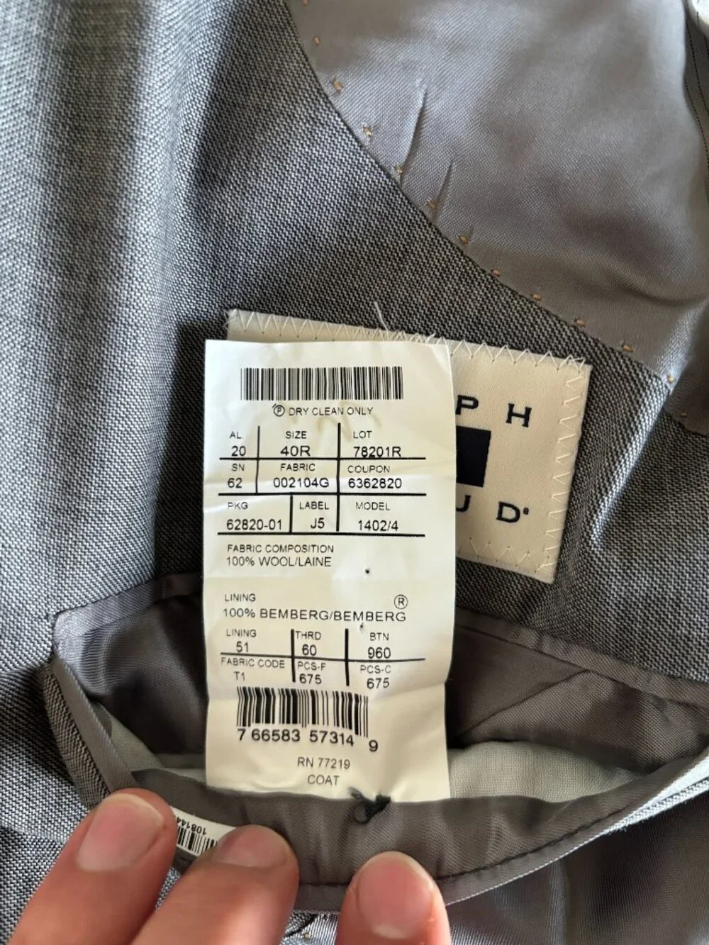 Joseph Abboud Charcoal Suit (Coat and Pants)
